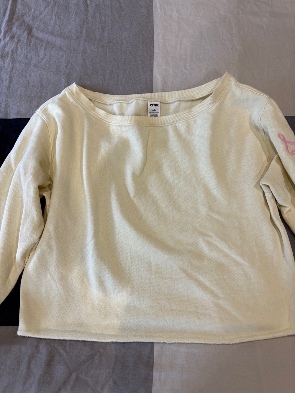 PINK Victoria's Secret off pale yellow Long-Sleeve woman Top - Casual Comfort